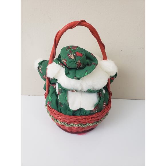 Vintage 1990 IBTT International Bon Ton Toys Teddy Bear in Basket Holiday - Picture 3 of 7